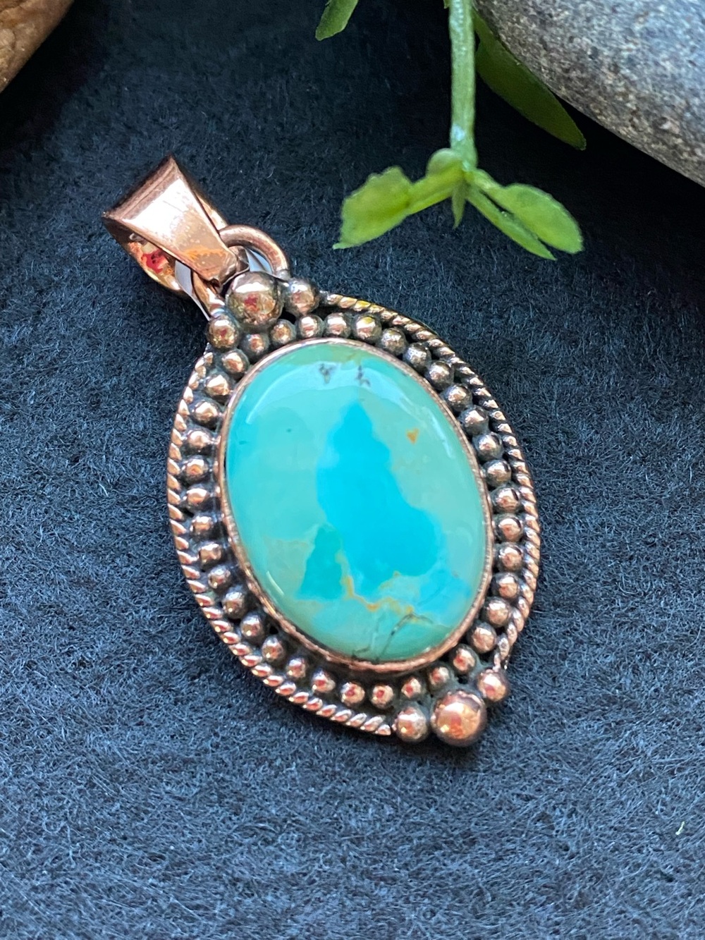 P9 Mohave Turquoise copper pendant | size: 1.25”